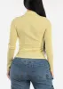 Long Sleeve Mock Neck Ribbed Sweater Top Light Green sold by Moda