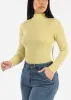 Long Sleeve Mock Neck Ribbed Sweater Top Light Green sold by Moda
