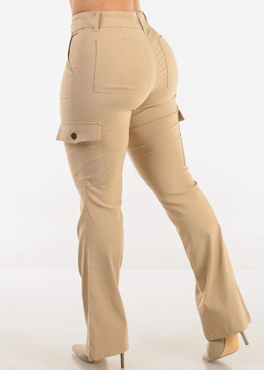 Butt Lift Hyper Stretch Bootcut Cargo Pants Khaki sold by Moda
