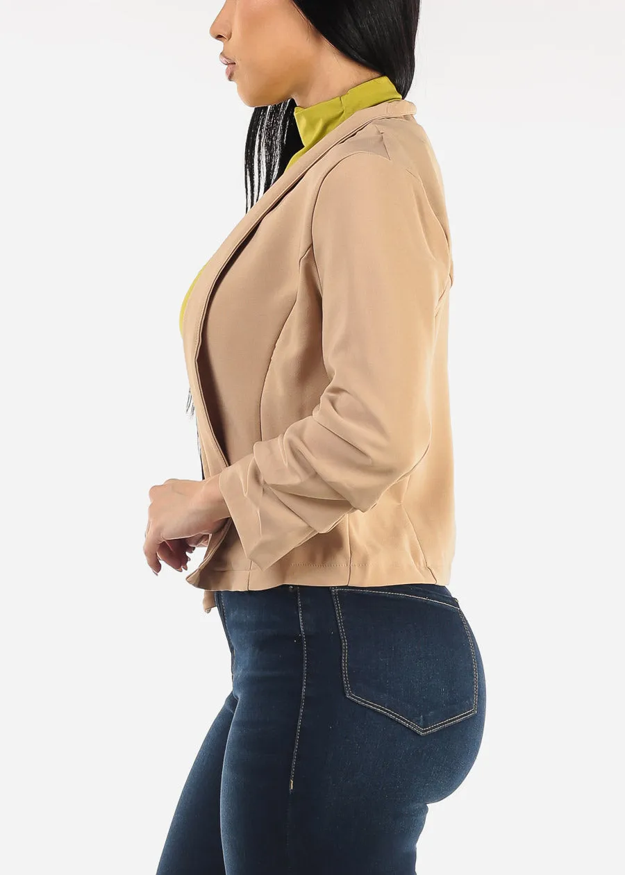 Quarter Sleeve Open Front Blazer Taupe sold by Moda product image thumbnail 3