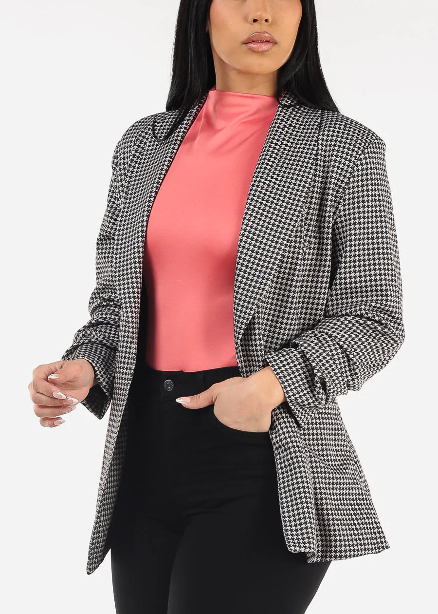 Quarter Sleeve Printed Formal Blazer B&W sold by Moda