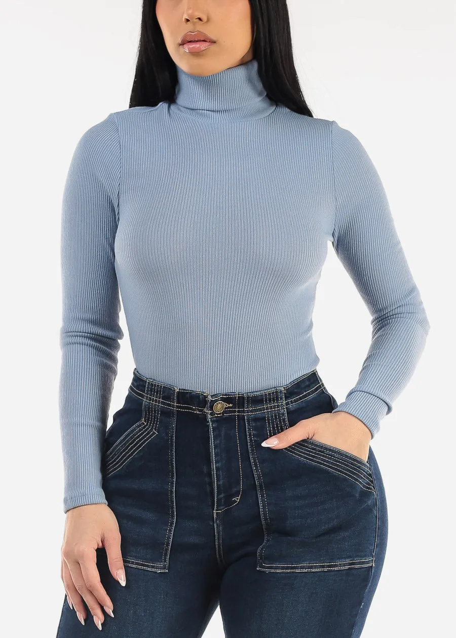 Turtleneck Long Sleeve Sweater Bodysuit Light Blue sold by Moda product image thumbnail 5
