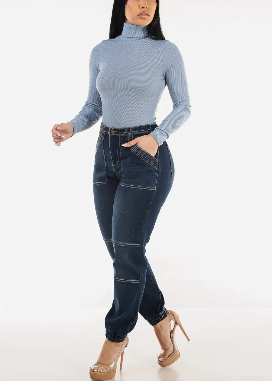 Turtleneck Long Sleeve Sweater Bodysuit Light Blue sold by Moda product image thumbnail 2