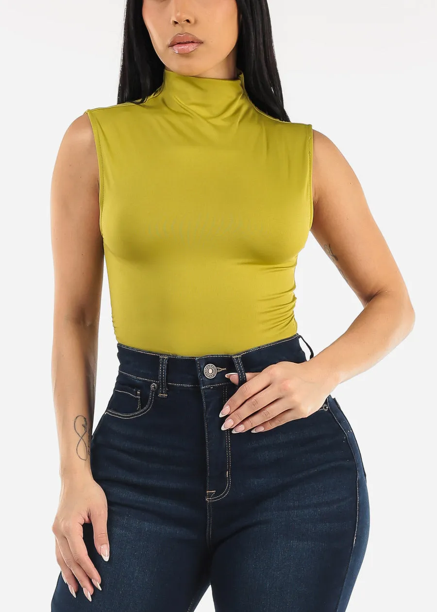 Sleeveless High Neck Blouse Light Green w Ruched Sides sold by Moda product image thumbnail 5