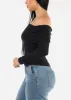 Ruched Off Shoulder Black Top sold by Moda