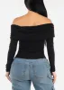Ruched Off Shoulder Black Top sold by Moda