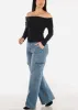 Ruched Off Shoulder Black Top sold by Moda