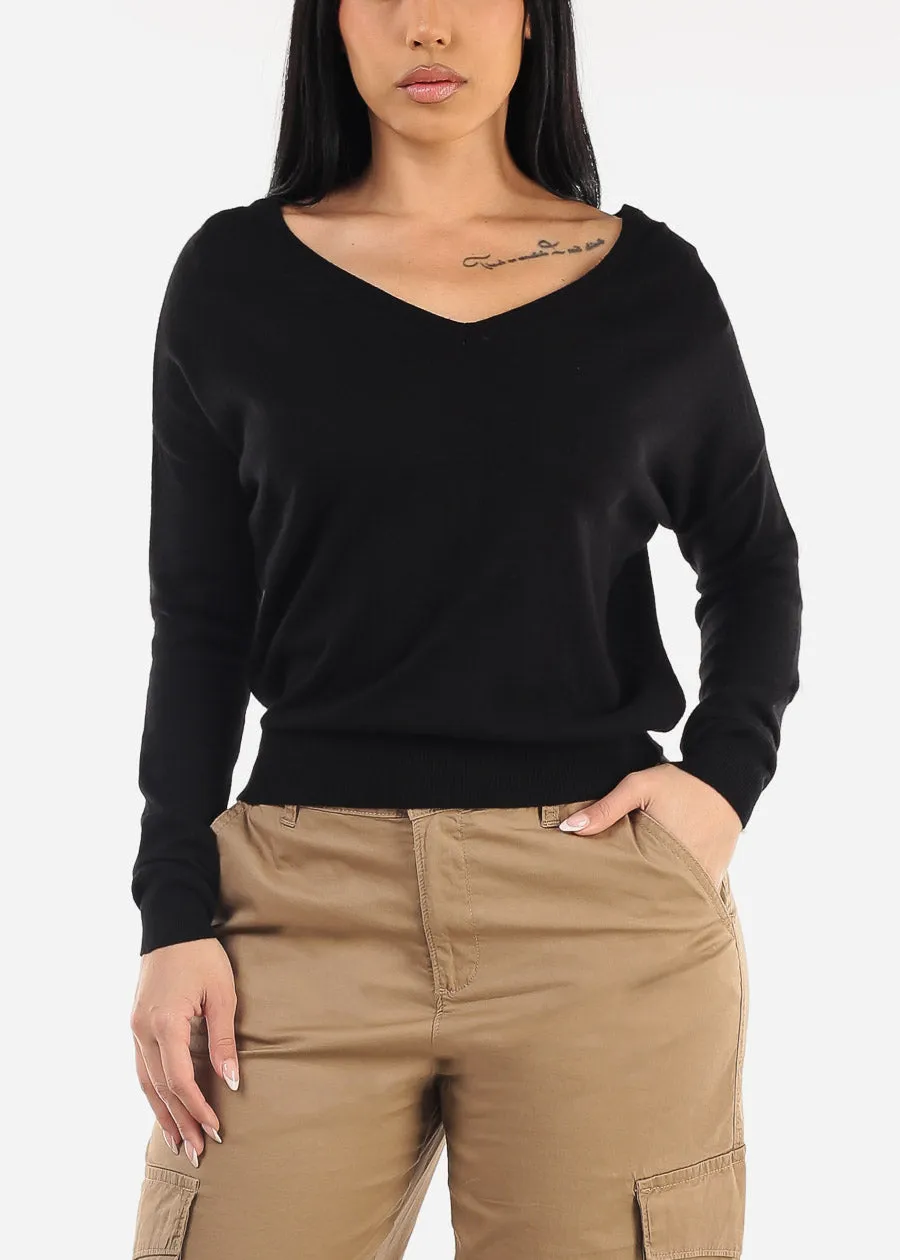 Criss Cross Back Black Long Sleeve Sweater Top sold by Moda product image thumbnail 5