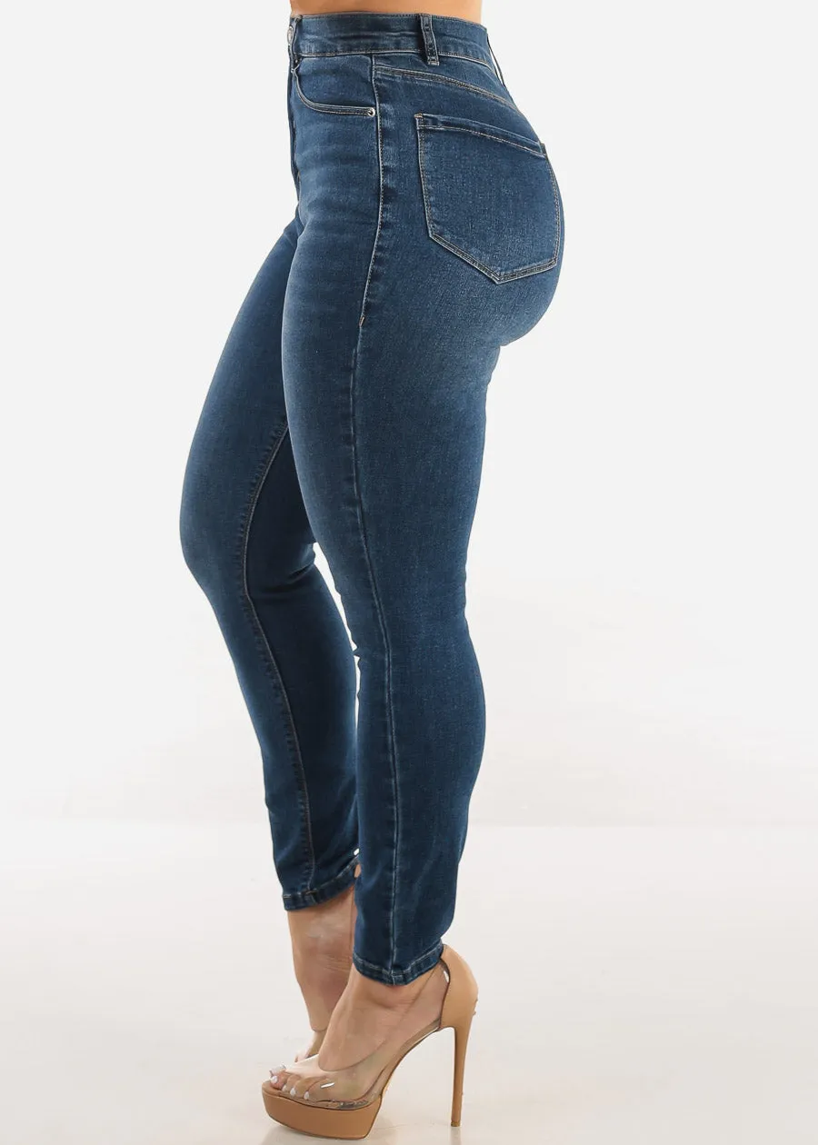 Super High Waist 1 Button Skinny Jeans Med Wash sold by Moda product image thumbnail 3
