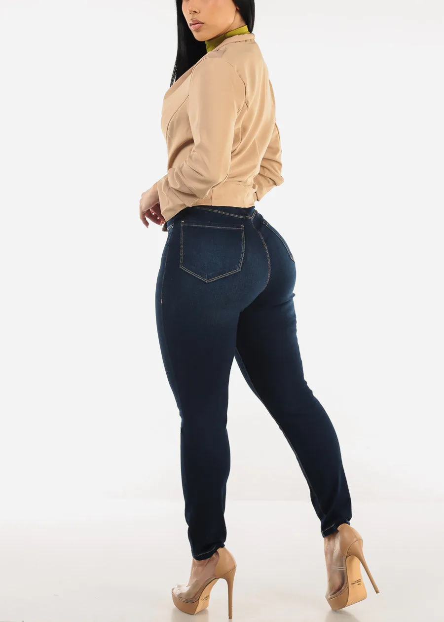 Super High Waist 1 Button Skinny Jeans Dark Wash sold by Moda product image thumbnail 5