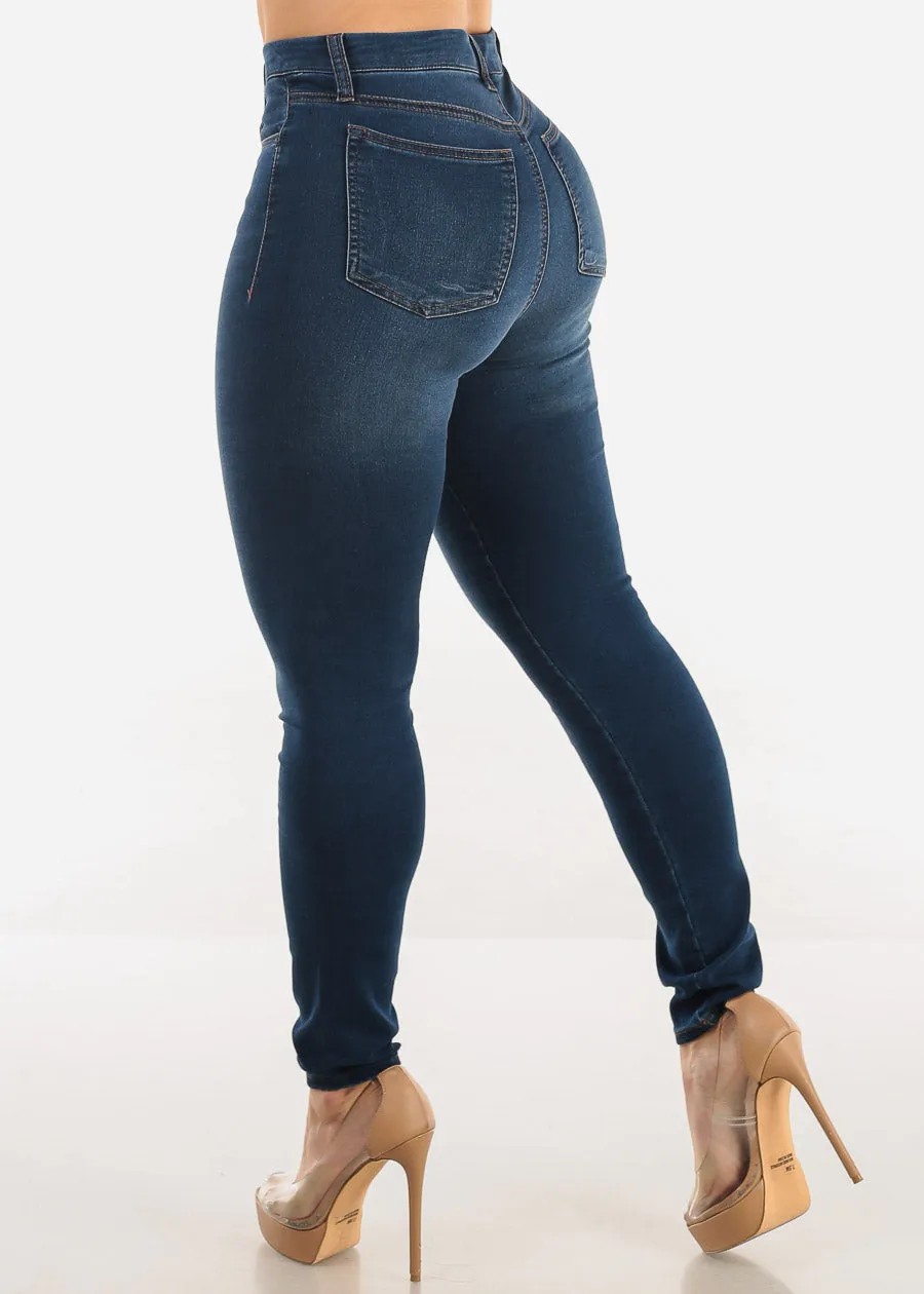 Super High Waist Stretchy Skinny Jeans Dark Wash sold by Moda product image thumbnail 4