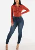 Super High Waist Stretchy Skinny Jeans Dark Wash sold by Moda