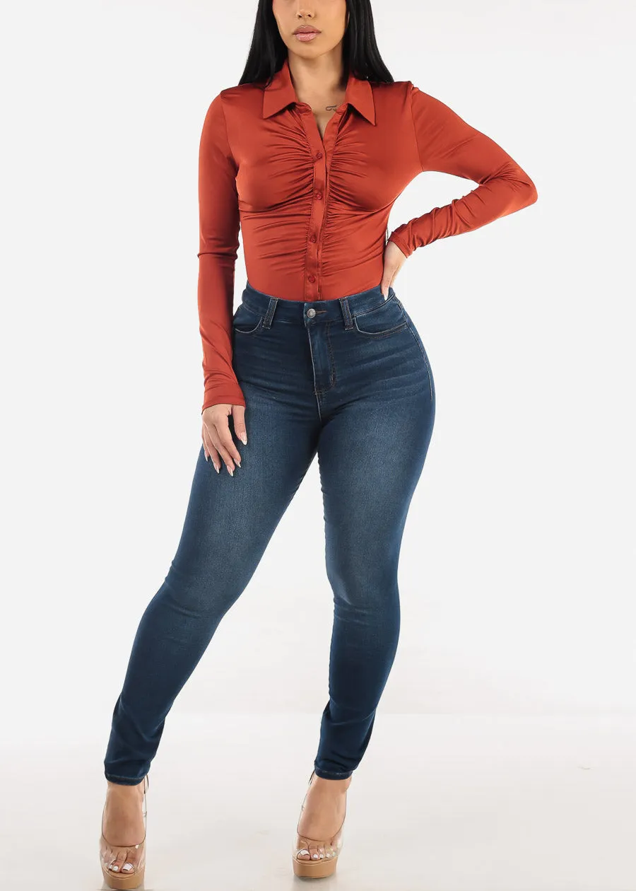 Super High Waist Stretchy Skinny Jeans Dark Wash sold by Moda product image thumbnail 2