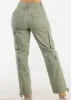 Super High Waist Straight Wide Leg Cargo Jeans Sage sold by Moda