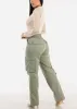 Super High Waist Straight Wide Leg Cargo Jeans Sage sold by Moda