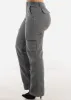 Butt Lift High Rise Straight Wide Leg Cargo Jeans Charcoal sold by Moda