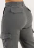 Butt Lift High Rise Straight Wide Leg Cargo Jeans Charcoal sold by Moda