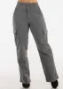 Butt Lift High Rise Straight Wide Leg Cargo Jeans Charcoal sold by Moda