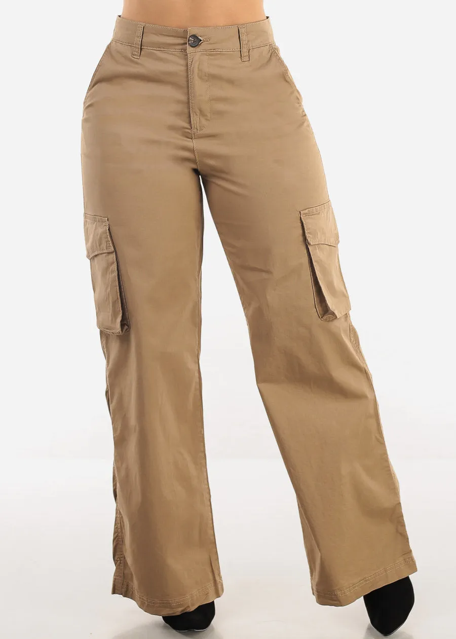 Butt Lift Super High Waist Wide Leg Cargo Pants Khaki sold by Moda product image thumbnail 3