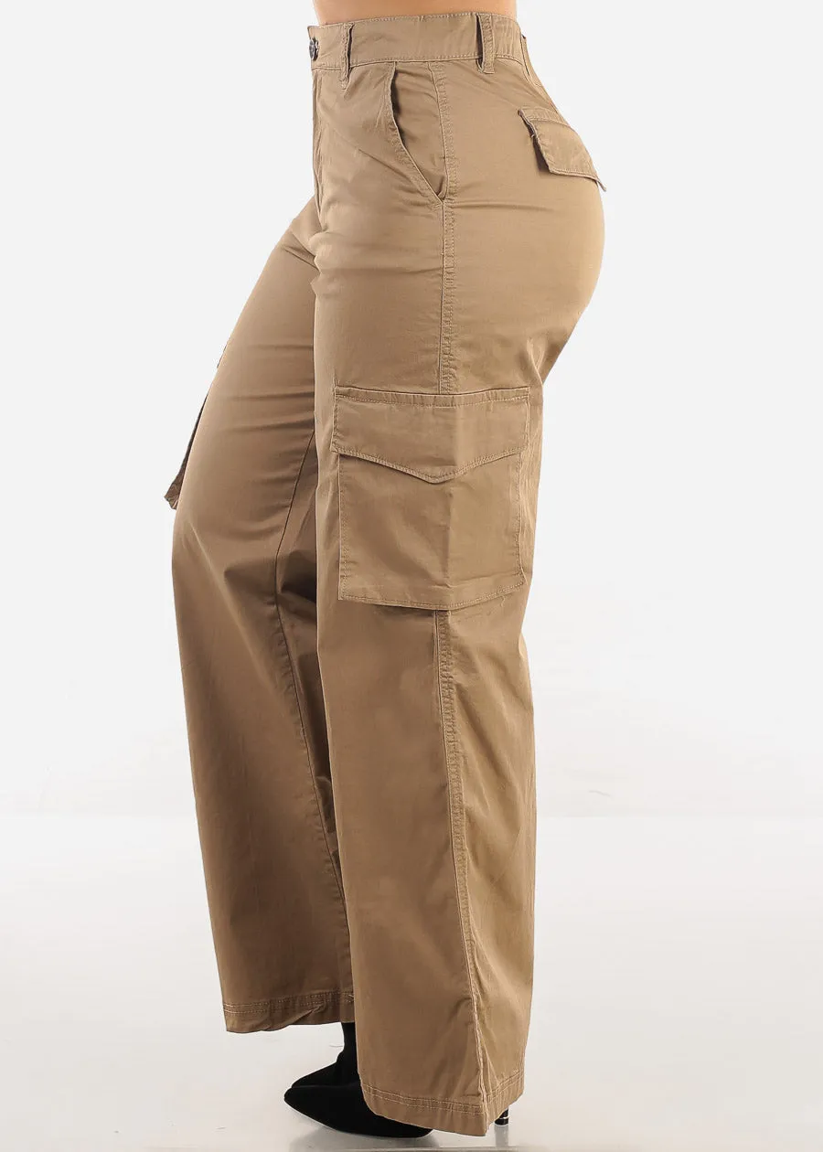 Butt Lift Super High Waist Wide Leg Cargo Pants Khaki sold by Moda product image thumbnail 4