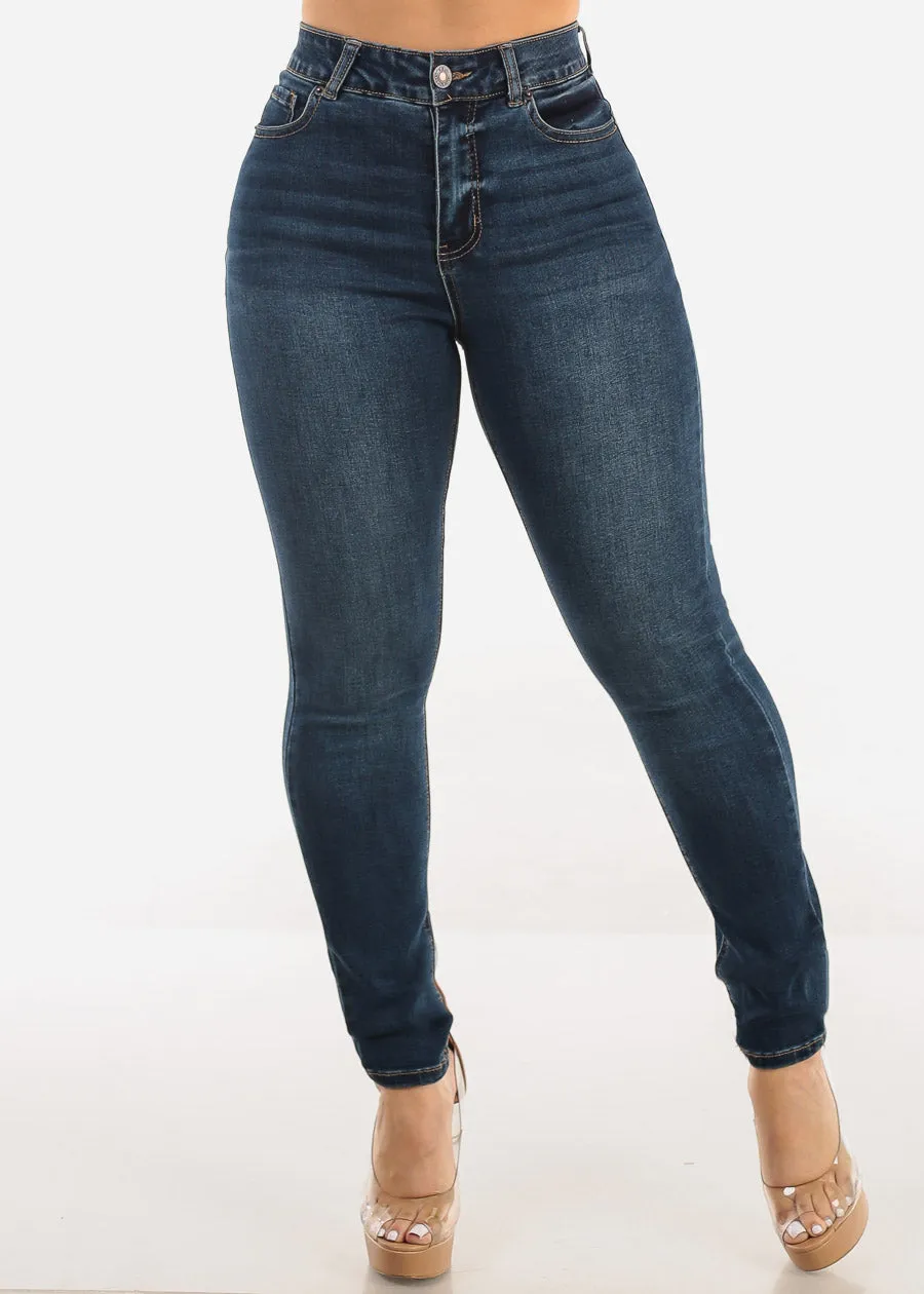 Super High Waist Stretch Skinny Jeans Dark Wash sold by Moda