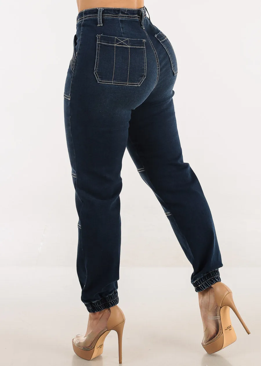 Super High Waist Dark Wash Jogger Jeans sold by Moda product image thumbnail 4