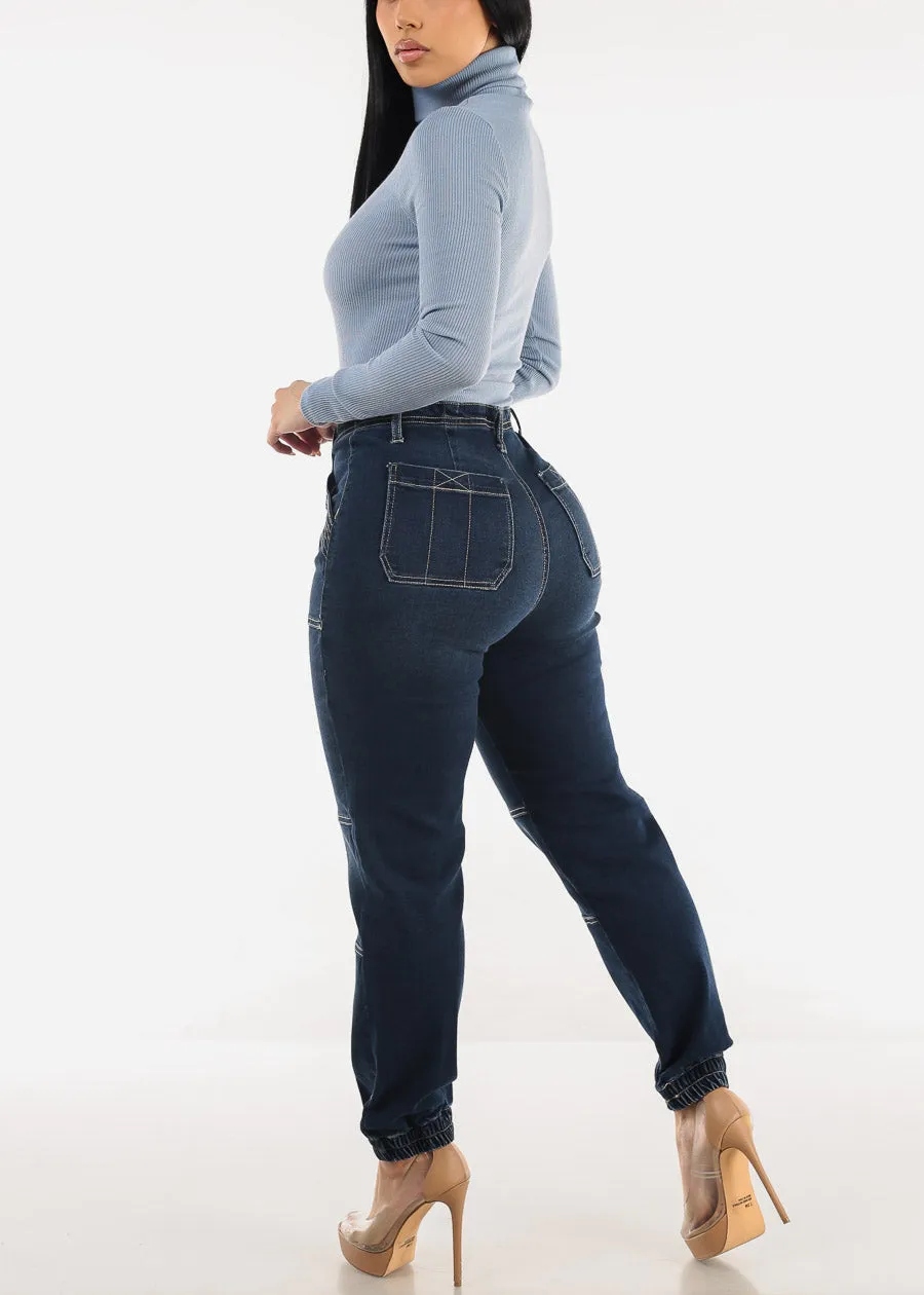 Super High Waist Dark Wash Jogger Jeans sold by Moda product image thumbnail 5