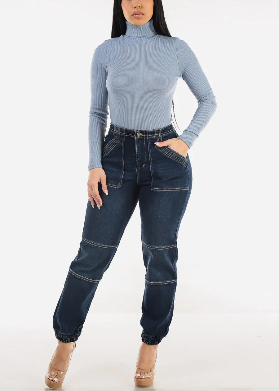 Super High Waist Dark Wash Jogger Jeans sold by Moda product image thumbnail 2