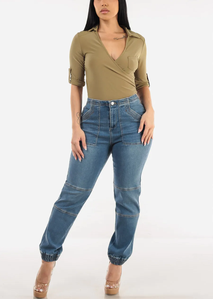 Super High Waist Med Wash Jogger Jeans sold by Moda product image thumbnail 2