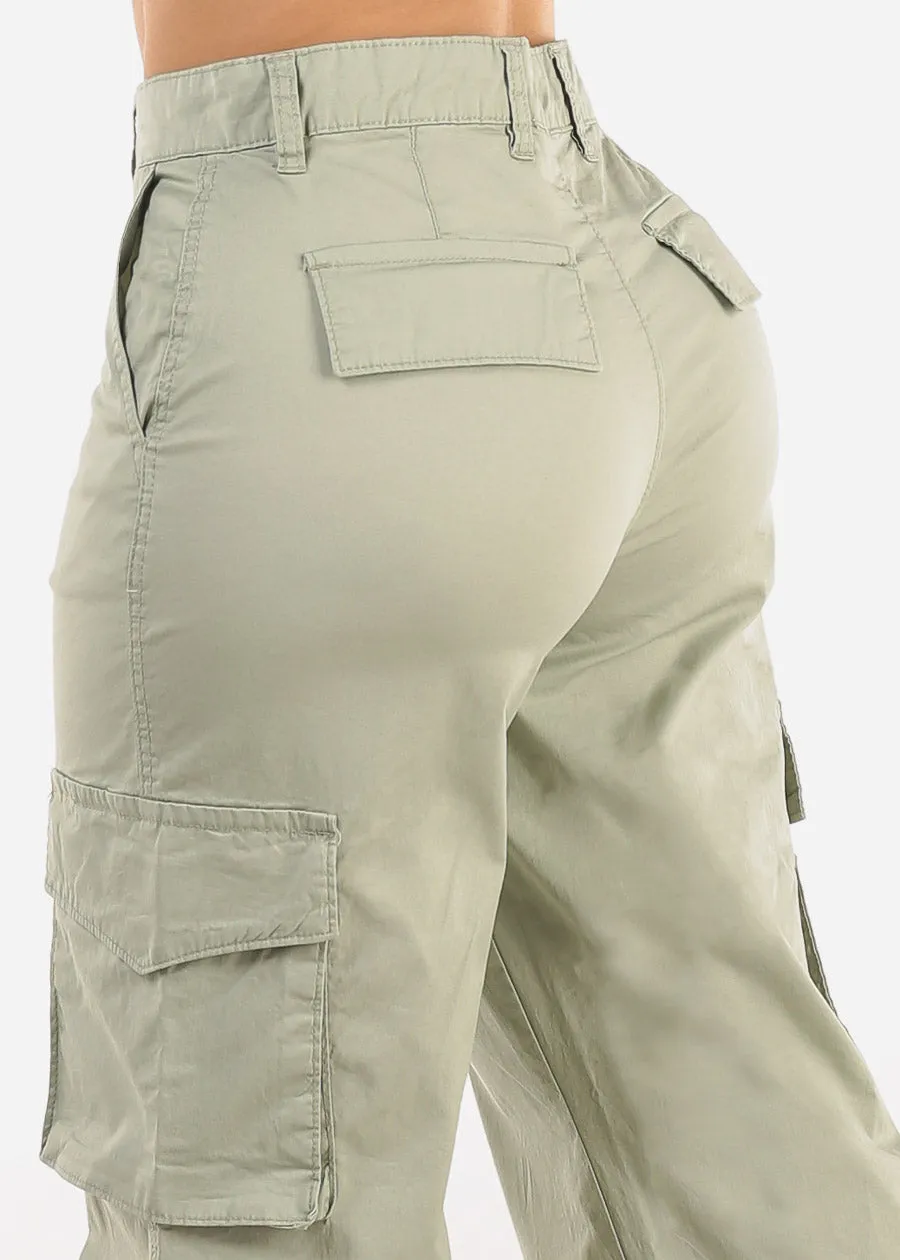 Butt Lift Super High Waist Wide Leg Cargo Pants Light Olive sold by Moda product image thumbnail 5