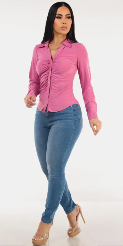 Ruched Pink Skinnies Outfit sold by Moda