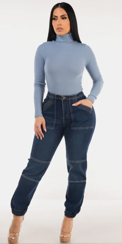 Turtleneck Denim Joggers Set sold by Moda