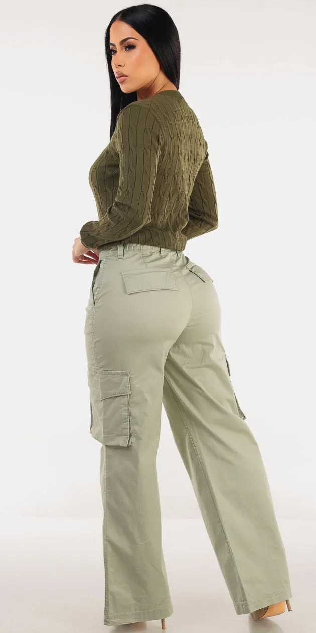 Knit Butt Lift Cargo Denim Set sold by Moda product image thumbnail 2