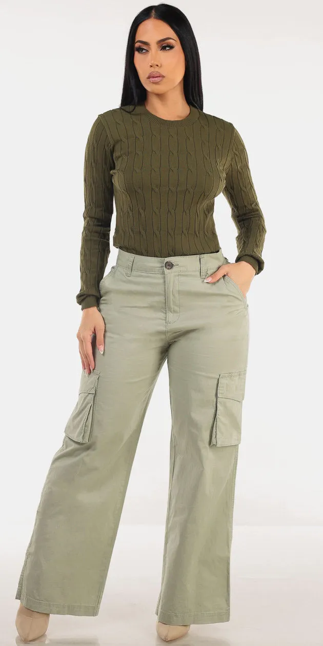 Knit Butt Lift Cargo Denim Set sold by Moda