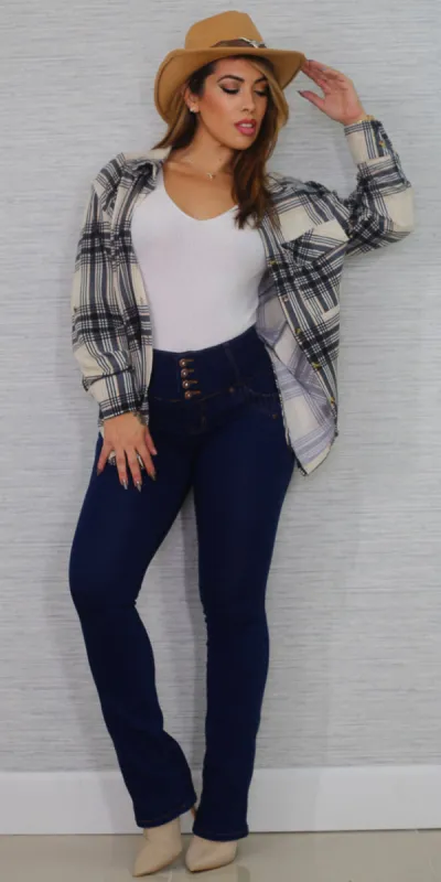 Plaid Butt Lift Bootcut Trio sold by Moda