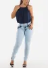 MX JEANS Light Acid Wash Butt Lift Mid Rise Skinny Jeans sold by Moda