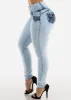 MX JEANS Light Acid Wash Butt Lift Mid Rise Skinny Jeans sold by Moda