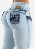 MX JEANS Light Acid Wash Butt Lift Mid Rise Skinny Jeans sold by Moda