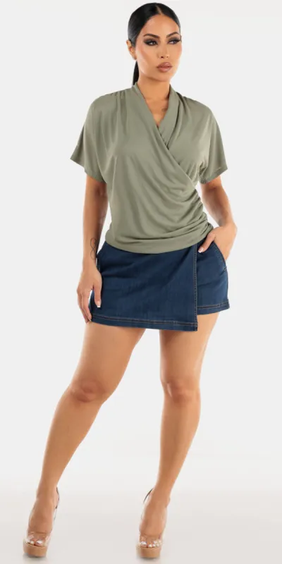Sage Surplice Denim Skort Set sold by Moda