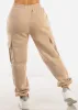 High Waist Cargo Sweatpants Beige sold by Moda