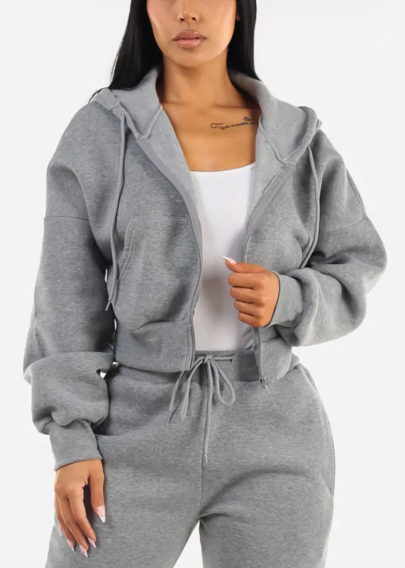 Grey Fleece Zip Up Hoody sold by Moda