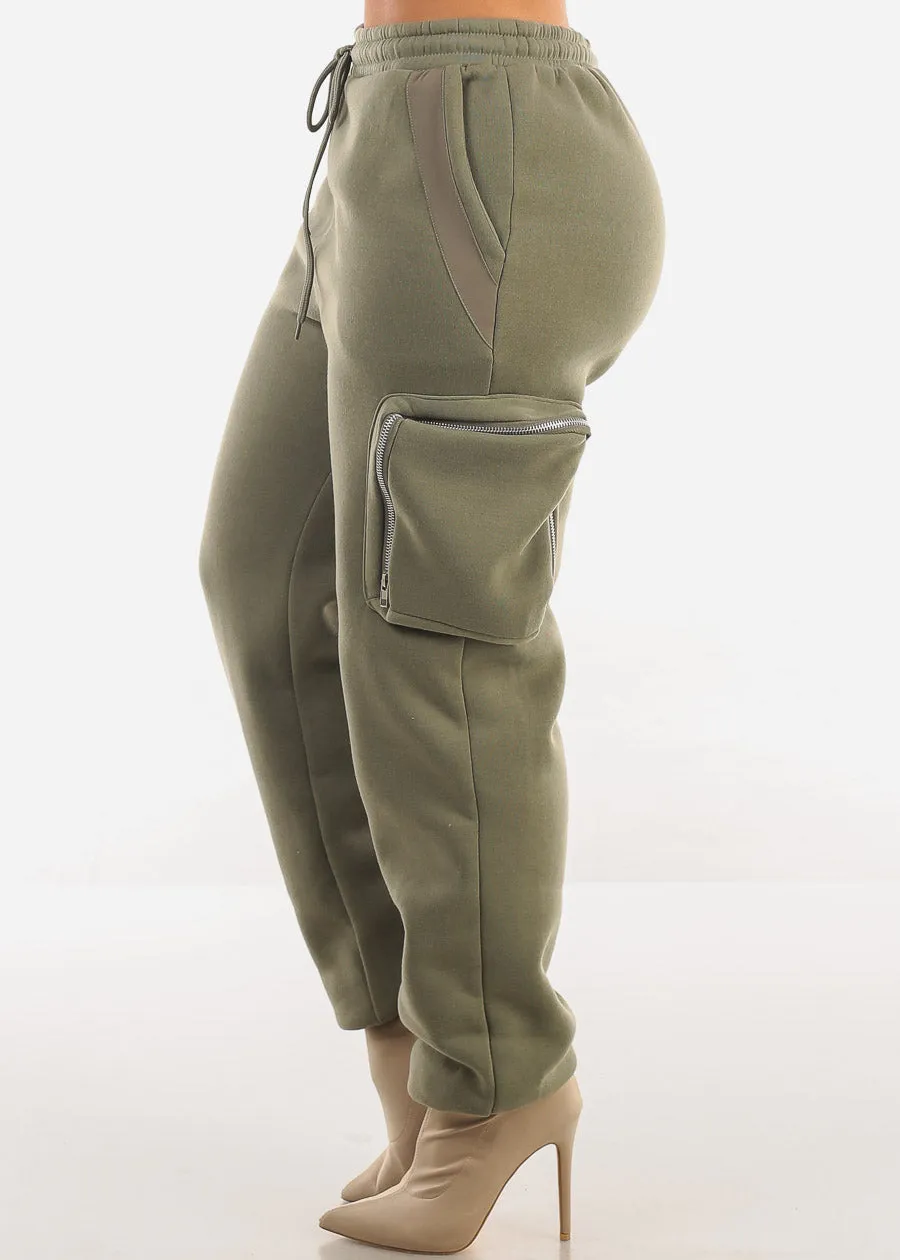 Cargo Jogger Sweatpants w Zipper Pockets Olive sold by Moda product image thumbnail 3