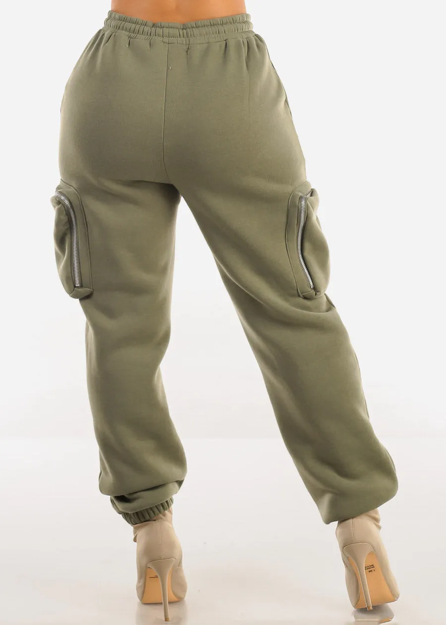 Cargo Jogger Sweatpants w Zipper Pockets Olive sold by Moda product image thumbnail 4