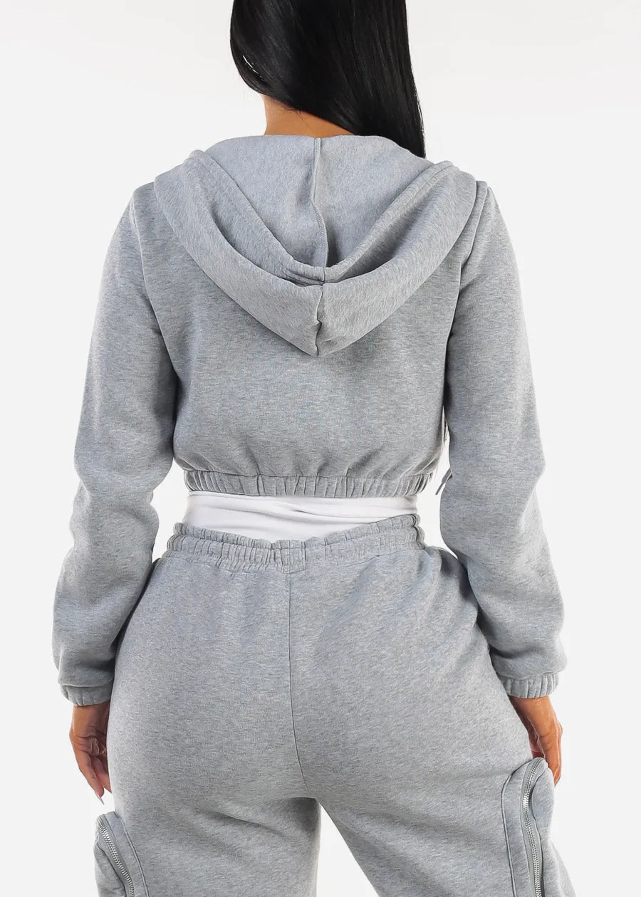 Grey Cropped Zip Up Hoody sold by Moda product image thumbnail 4