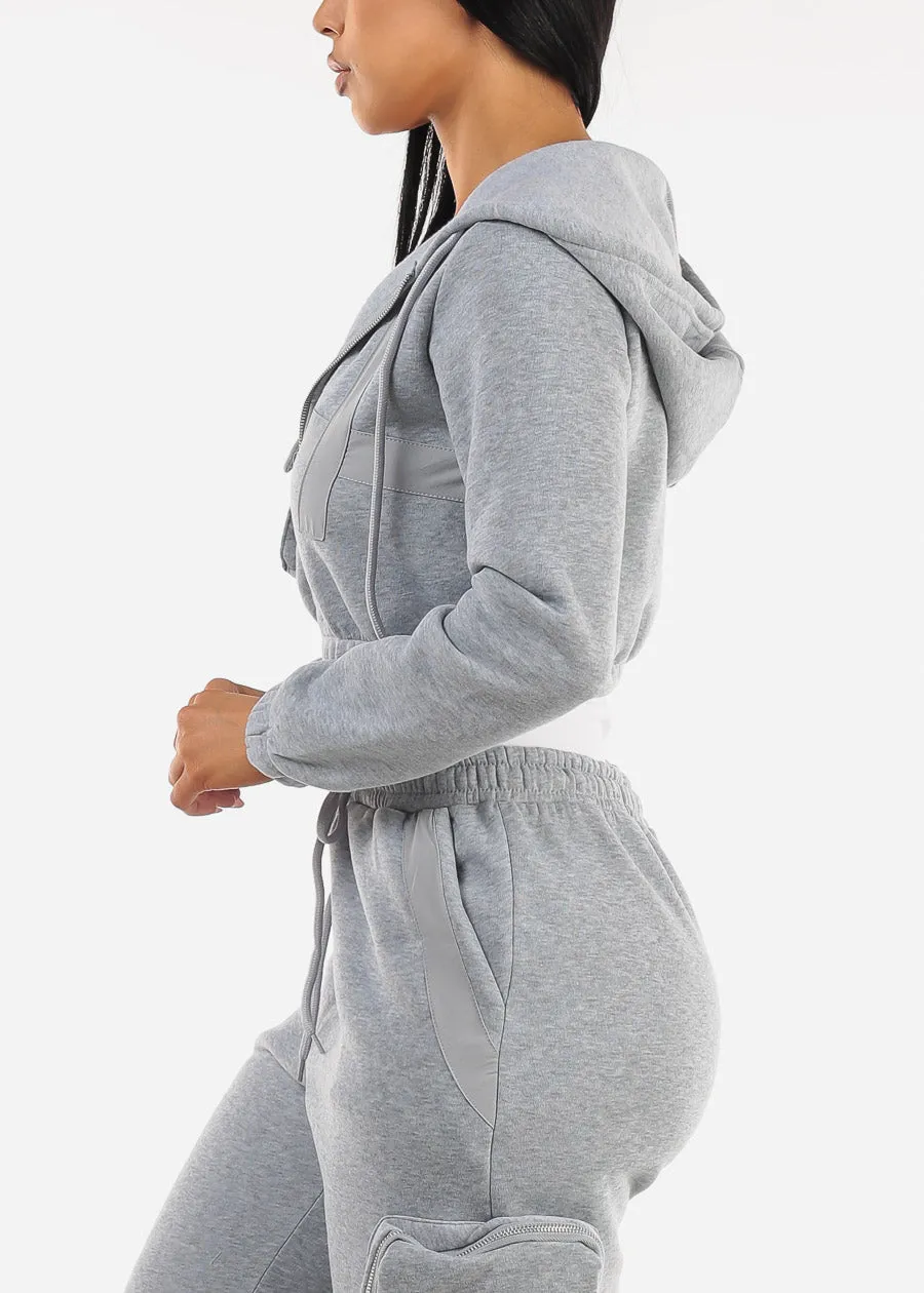Grey Cropped Zip Up Hoody sold by Moda product image thumbnail 3
