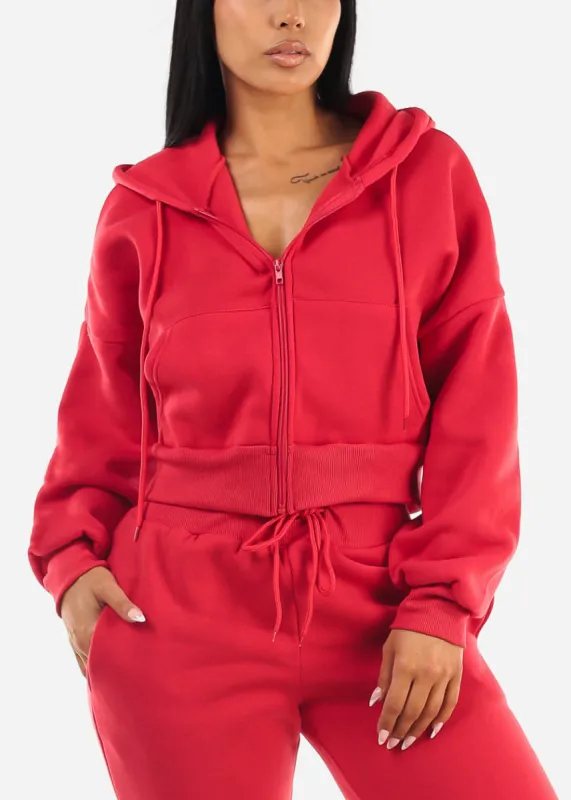 Red Fleece Zip Up Hoody sold by Moda