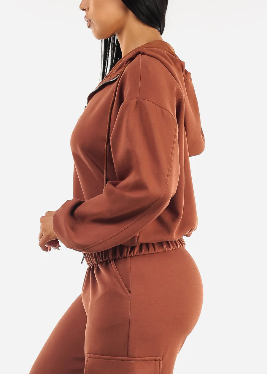 Zip Up Brown Hoody w Pockets sold by Moda product image thumbnail 3