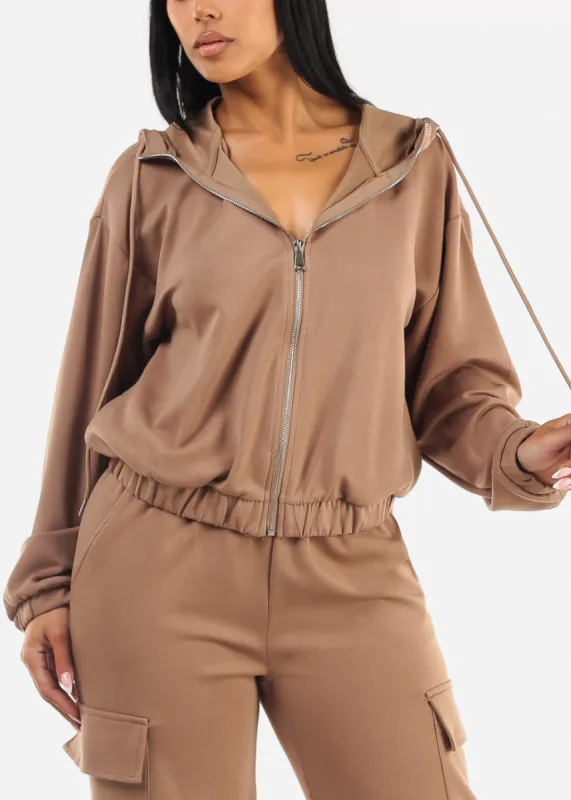 Zip Up Light Brown Hoody w Pockets sold by Moda