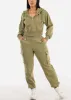 High Waist Fleece Cargo Sweatpants Olive sold by Moda