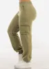 High Waist Fleece Cargo Sweatpants Olive sold by Moda